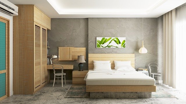 moderní ložnice s vestavěnou skříní